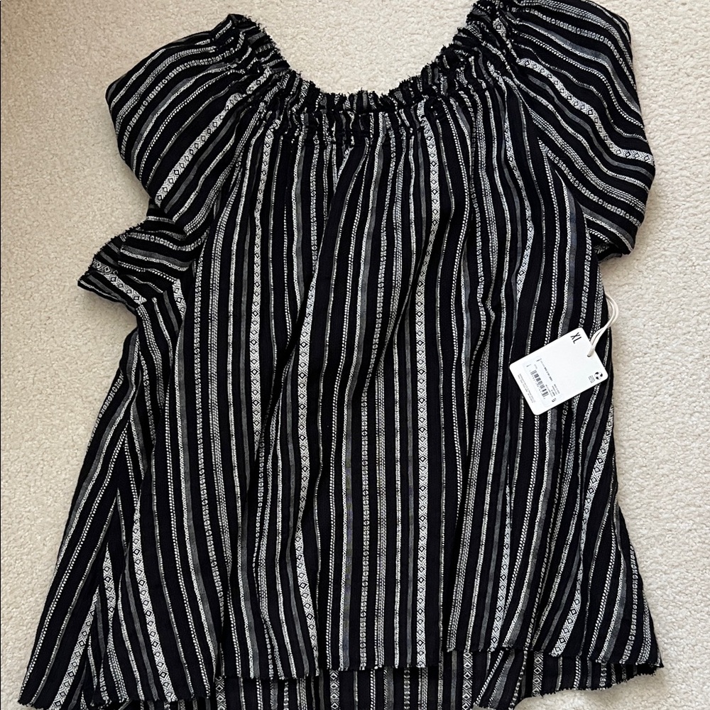 ana Striped Black and White Women's Top